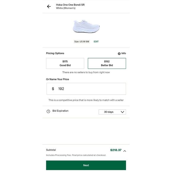 Size 8B W | 6.5B M - Hoka One One Bondi SR White (Women's) - 1110521 WHT - Picture 12 of 12